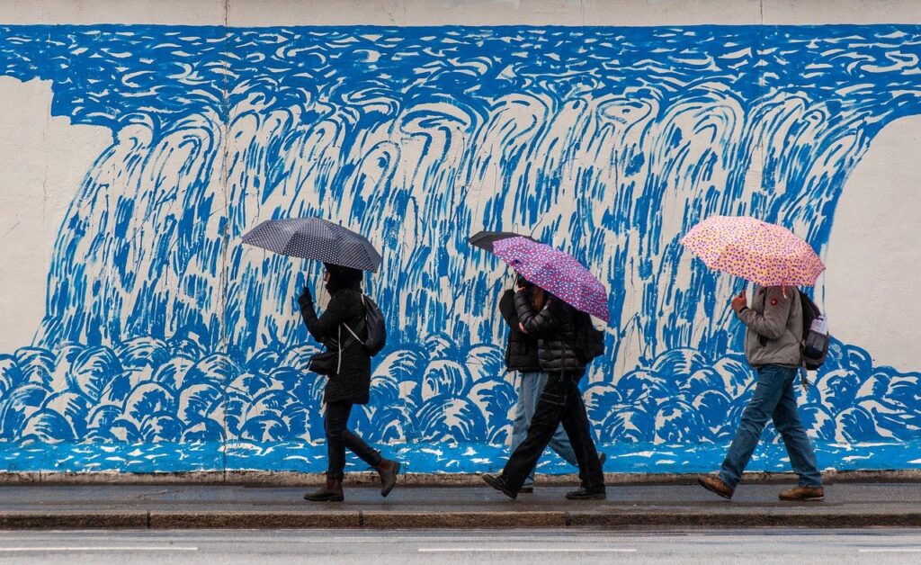 umbrellas, people, nature